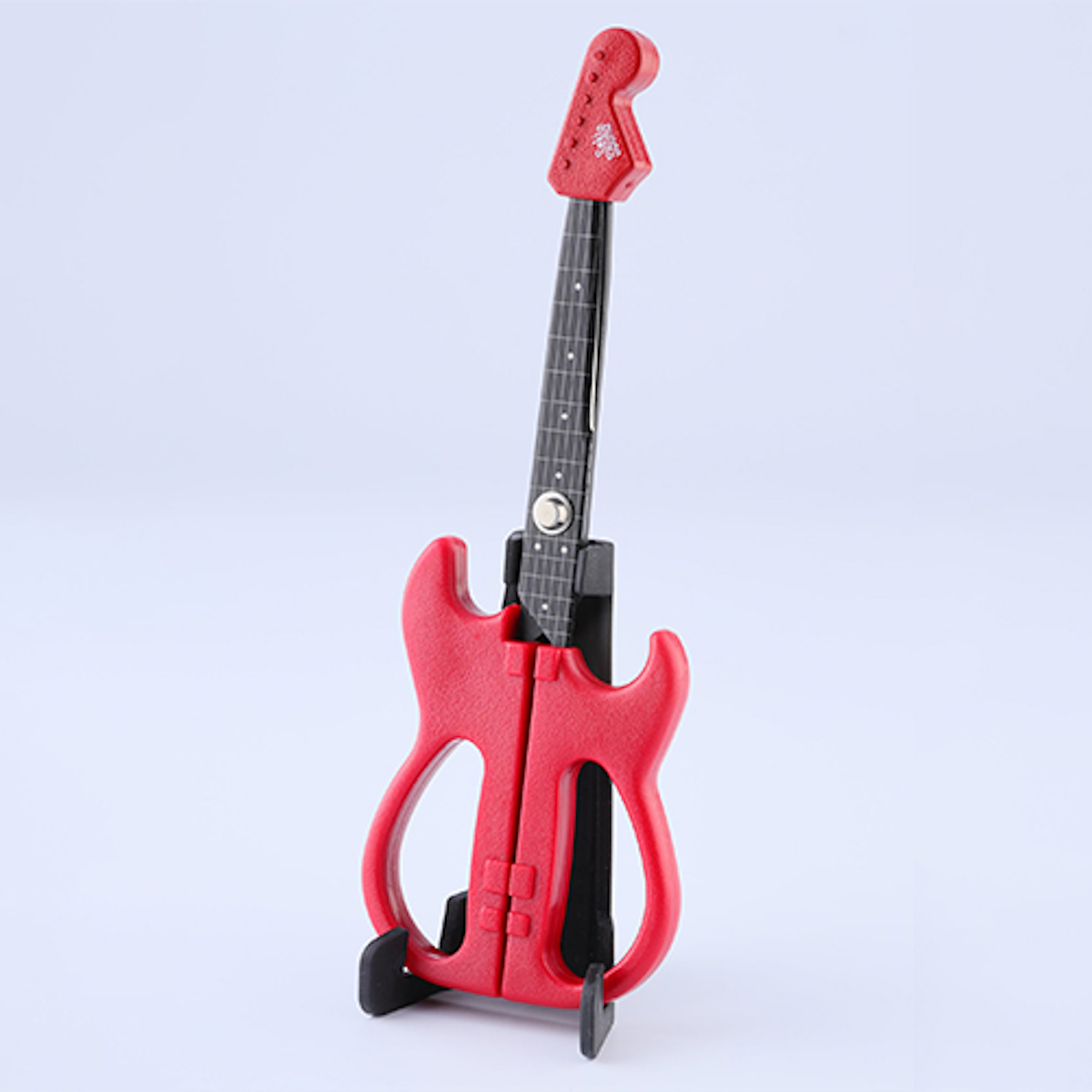 はさみ ギター ハサミ SekiSound スタンド付き 日本製 ( 鋏 カバー付き 楽器 文具 文房具 ステンレス刃 フッ素コート 関の刃物 ステーショナリー ベタつきにくい テープ カット 事務 作業 工作 DIY 雑貨 プレゼント ミニチュア ) 【ブラック】 ブラック