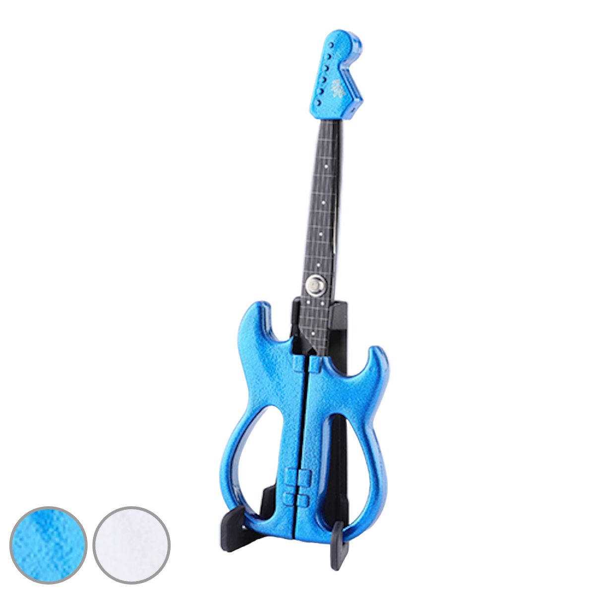 はさみ ギター ハサミ SekiSound メタリック塗装 スタンド付き 日本製 ( 鋏 カバー付き 楽器 文具 文房具 ステンレス刃 フッ素コート 関の刃物 ステーショナリー ベタつきにくい テープ カット 事務 作業 工作 DIY 雑貨 プレゼント ) 【パールホワイト】