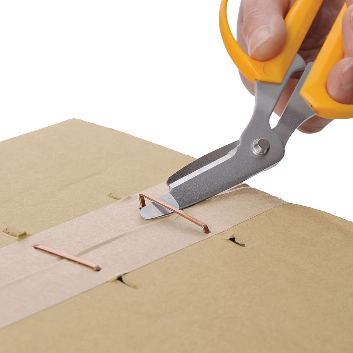 ハサミ ダンボール用 はさみ 開梱 日本製 ( 関の刃物 ステンレス刃 切る テープ 段ボール 止め金 鋏 カッター 文具 文房具 ステーショナリー カット 事務 作業 工作 DIY オフィス 会社 )