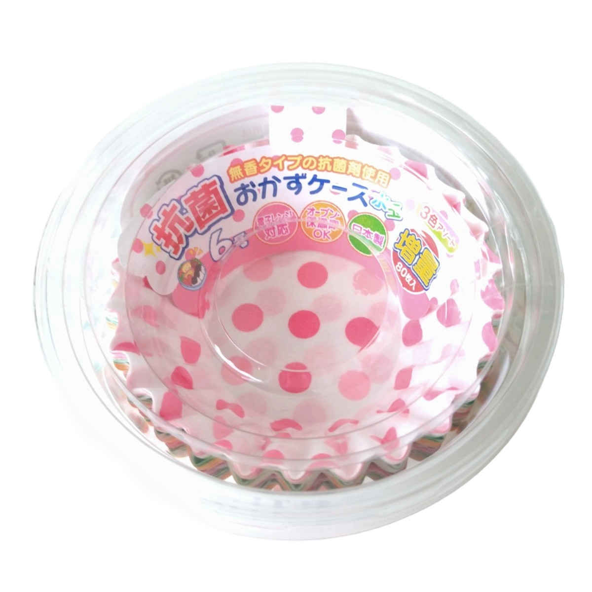 おかずカップ 抗菌おかずケース水玉 6号 80枚 ( お弁当カップ レンジ対応 80個入り おかず入れ 抗菌 弁当 おせち 日本製 レンジOK 80枚入り おべんとうカップ 小分けカップ お弁当用 抗菌加工 おせち料理 )