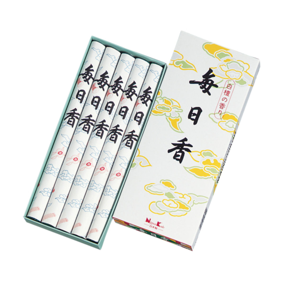 お線香 毎日香 長大 5把入 ( 線香 日本香堂 白檀 55分燃焼 長寸 5束 家庭用 仏壇 お墓参り お彼岸 お供え 法事 仏前 香り 匂い お悔み 新盆 お盆 お歳暮 法要 帰省 香典返し )