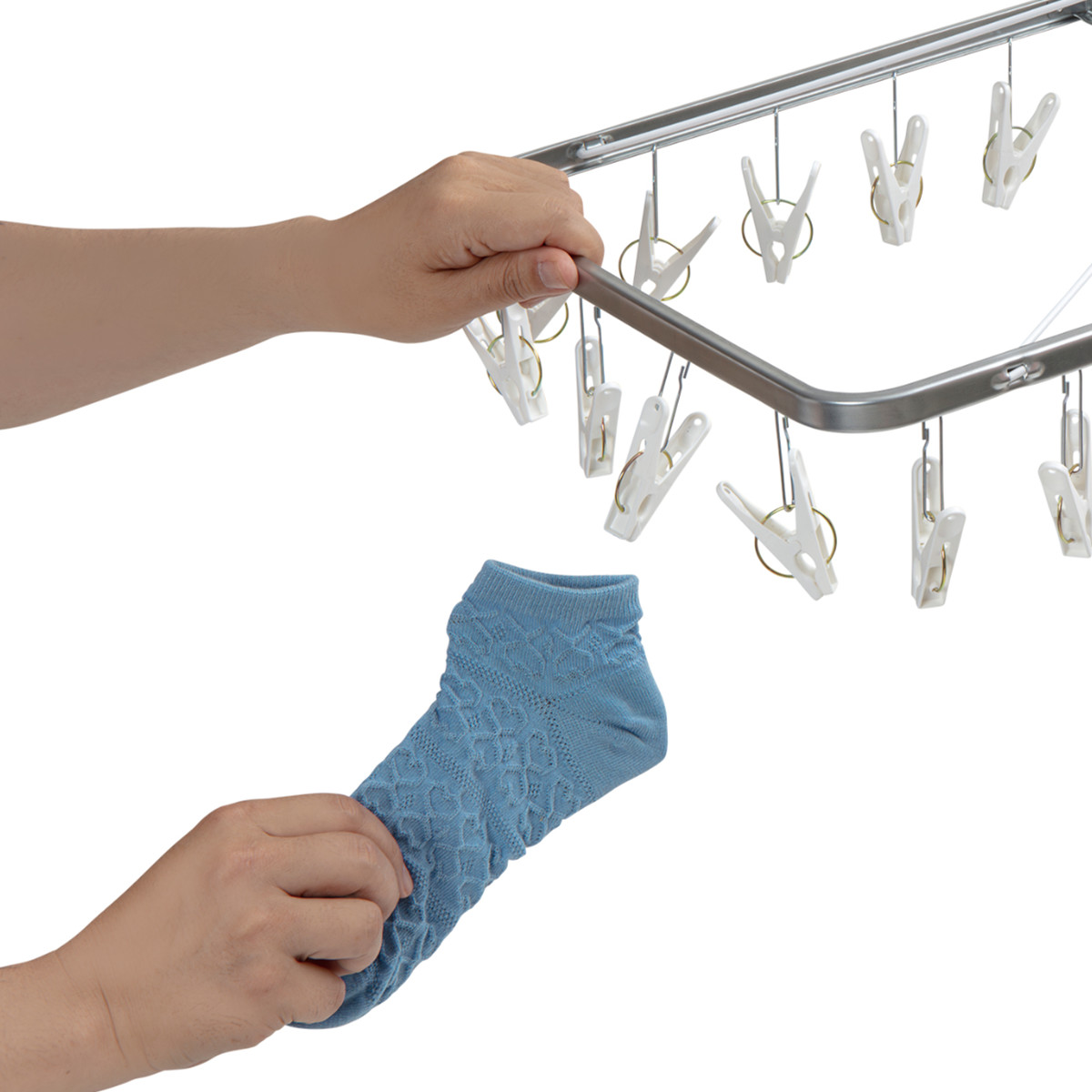 洗濯ハンガー すぐ取れ 角ハンガーZERO 40ピンチ ( 角ハンガー 洗濯 ハンガー ピンチハンガー すぐ取れる 折りたたみ 物干しハンガー キャッチフック 洗濯ばさみ 40個 コンパクト 収納 下折れ式 カモイフック 日本製 )