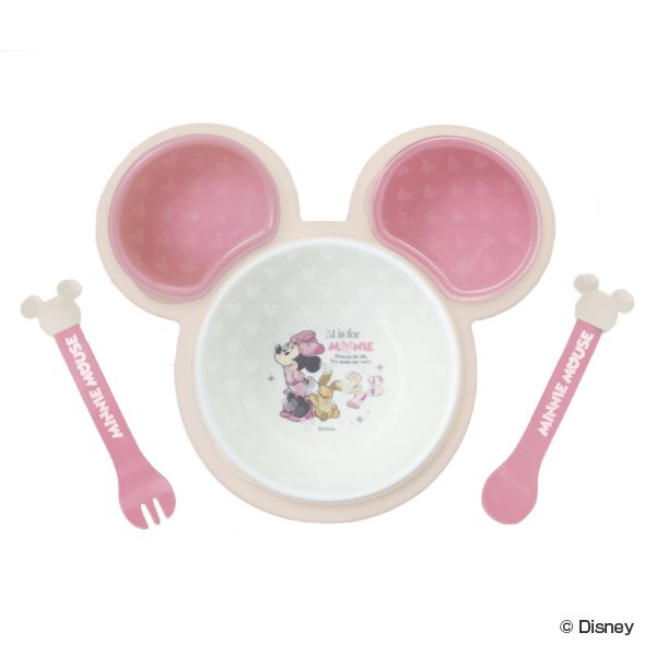 離乳食 食器 セット ミニーマウス ワンプレート ピンク ベビー ディズニー 日本製 （ 食器セット ベビー食器 スプーン フォーク 電子レン