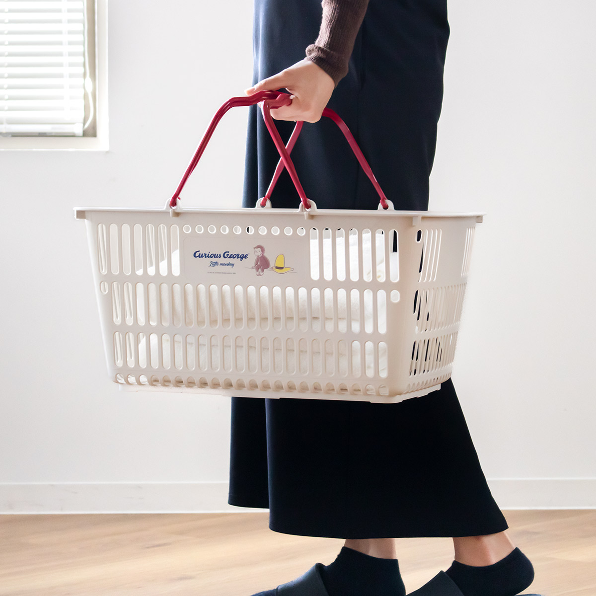 バスケット おさるのジョージ ショッピング10 レジかご 2個セット ( カゴ 収納 エコバッグ 買い物 マイバスケット キャラクター レジカゴ ジョージ 日本製 買い物かご ショッピング アウトドア キャンプ 屋外 おもちゃ )