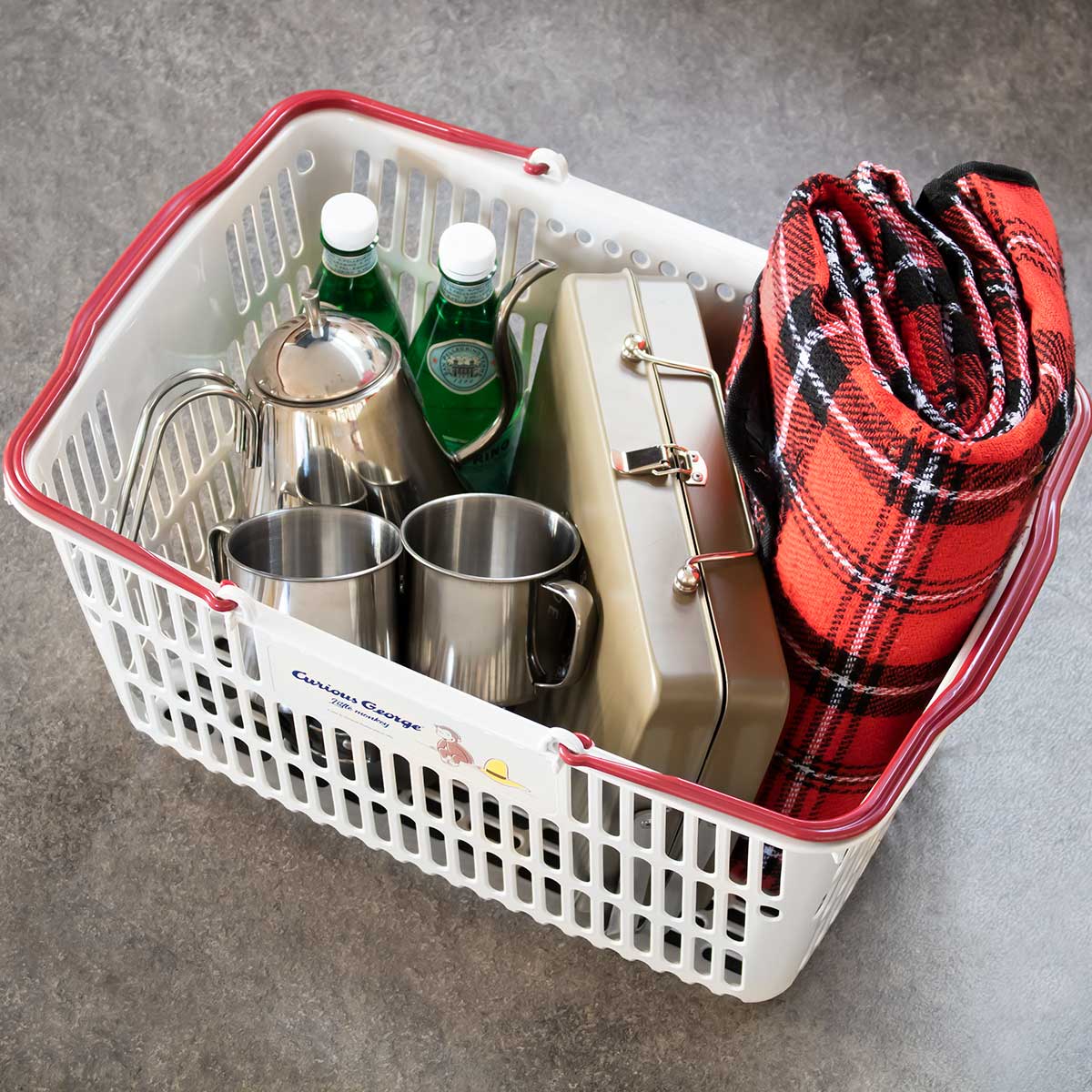 バスケット おさるのジョージ ショッピング10 レジかご 2個セット ( カゴ 収納 エコバッグ 買い物 マイバスケット キャラクター レジカゴ ジョージ 日本製 買い物かご ショッピング アウトドア キャンプ 屋外 おもちゃ )