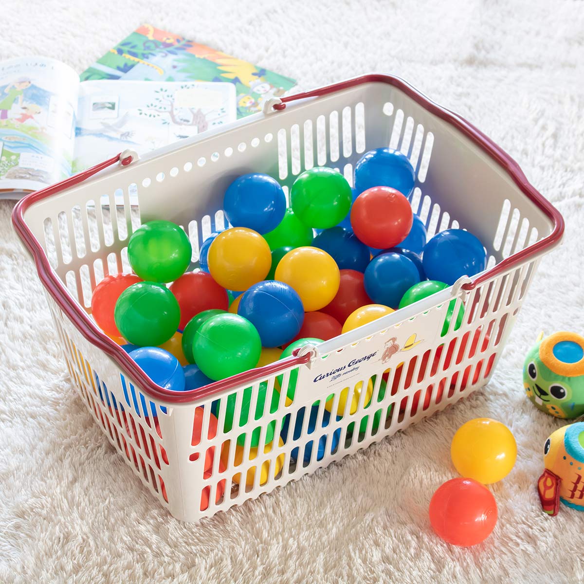 バスケット おさるのジョージ ショッピング10 レジかご 2個セット ( カゴ 収納 エコバッグ 買い物 マイバスケット キャラクター レジカゴ ジョージ 日本製 買い物かご ショッピング アウトドア キャンプ 屋外 おもちゃ )