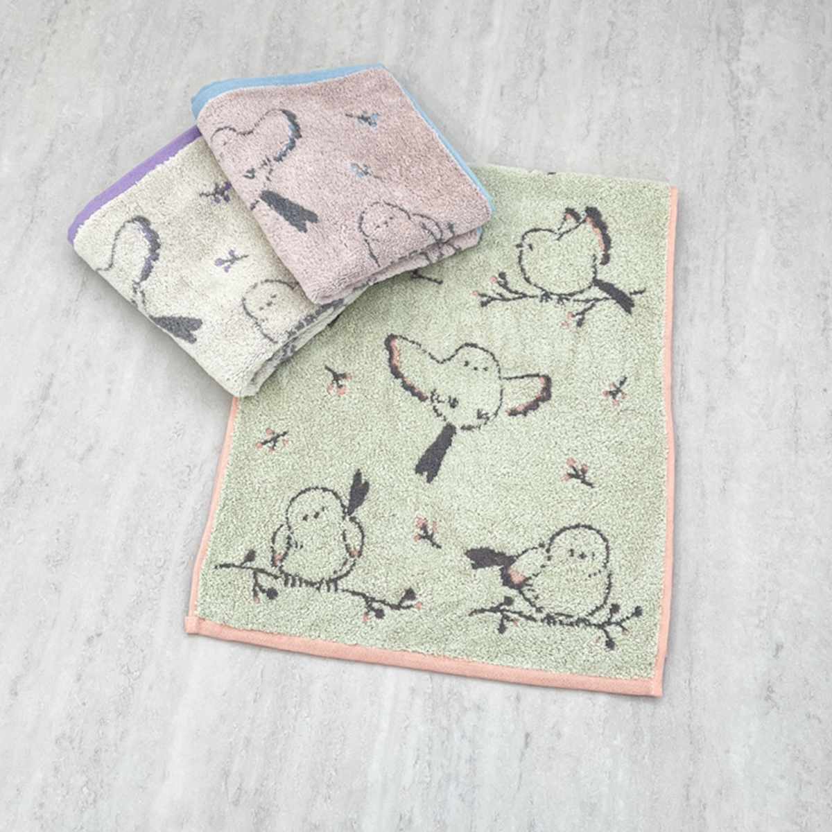 タオル ナチューラファブリカ エナガ フェイスタオル 34×80cm ( 顔拭きタオル たおる 綿100% 吸水 シマエナガ ジャガード織 デイリータオル 汗拭き ふんわり 34×80 しまえなが ブルー オレンジ ヴァイオレット ) 【ブルー】 ブルー