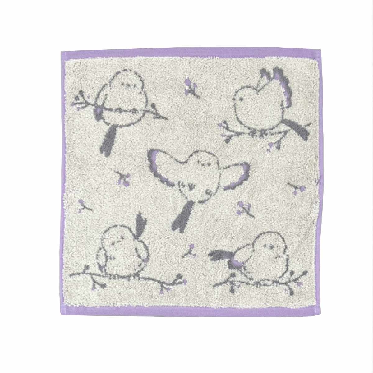 タオル ナチューラファブリカ エナガ ウォッシュタオル 34×35cm ( ハンドタオル たおる ハンカチ 手拭き 綿100% 吸水 シマエナガ ジャガード織 手拭きタオル 汗拭き ふんわり 34×35 しまえなが ブルー オレンジ ヴァイオレット ) 【ヴァイオレット】 ヴァイオレット