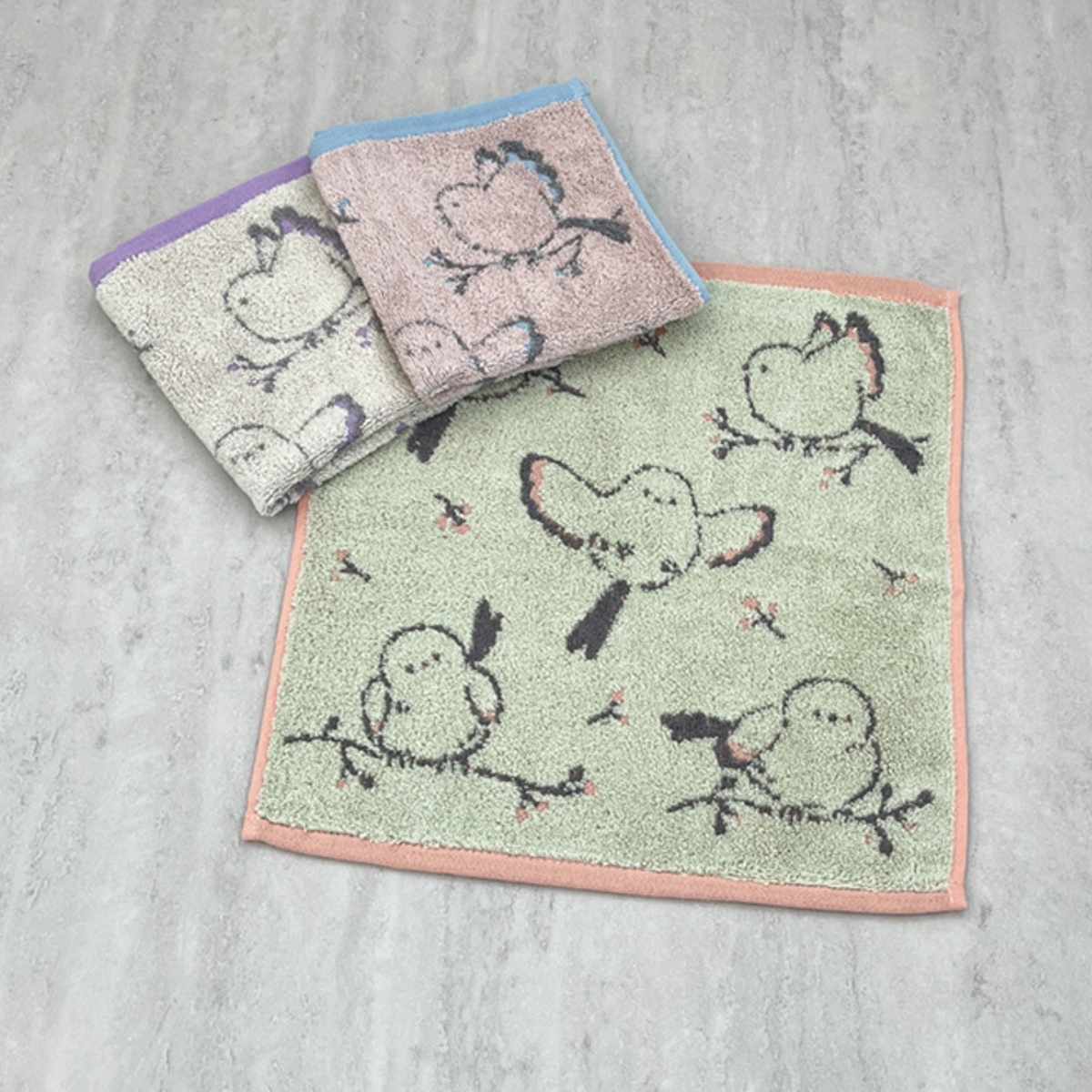 タオル ナチューラファブリカ エナガ ウォッシュタオル 34×35cm ( ハンドタオル たおる ハンカチ 手拭き 綿100% 吸水 シマエナガ ジャガード織 手拭きタオル 汗拭き ふんわり 34×35 しまえなが ブルー オレンジ ヴァイオレット ) 【ヴァイオレット】 ヴァイオレット