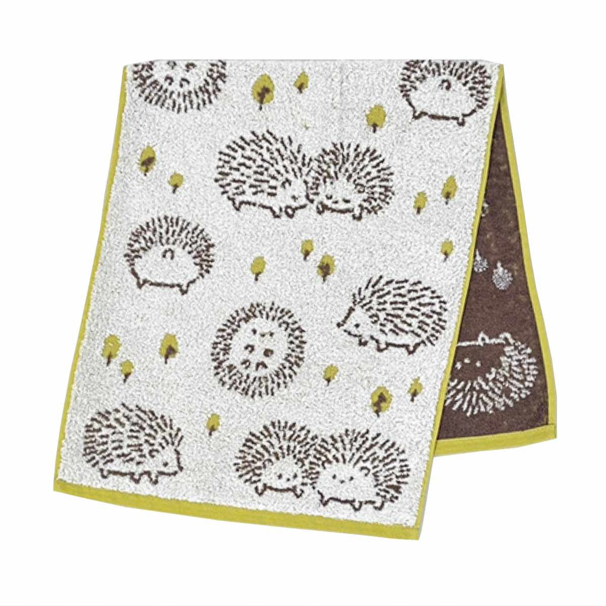 タオル ナチューラファブリカ ハリズ フェイスタオル 34×80cm ( 顔拭きタオル たおる 綿100% 吸水 ハリネズミ ジャガード織 デイリータオル 汗拭き ふんわり 34×80 アニマル オレンジ ピンク イエロー ) 【イエロー】 イエロー