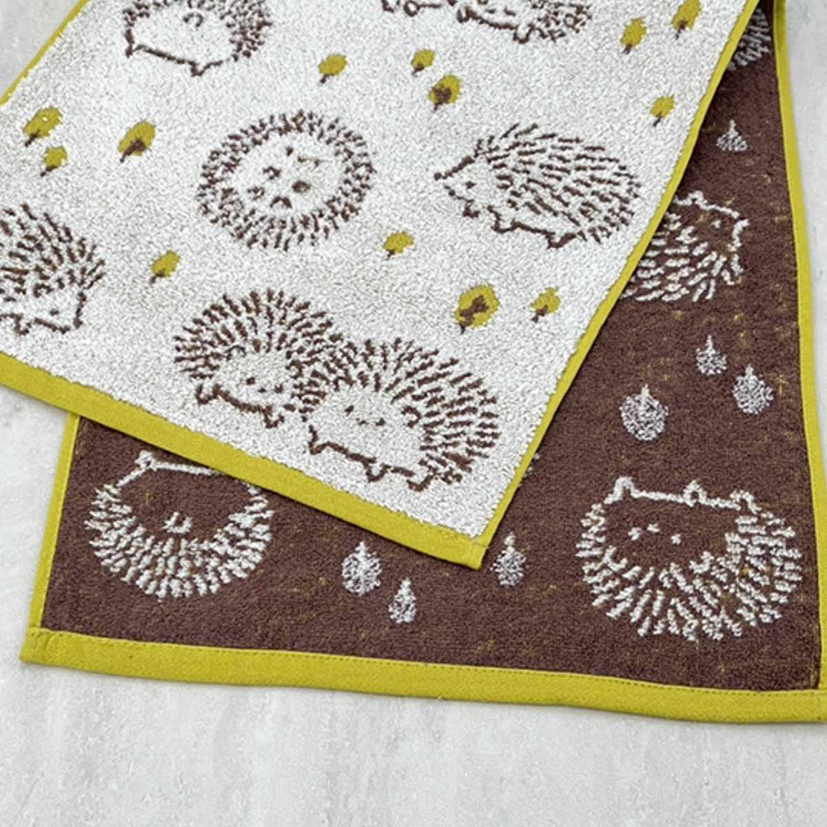 タオル ナチューラファブリカ ハリズ フェイスタオル 34×80cm ( 顔拭きタオル たおる 綿100% 吸水 ハリネズミ ジャガード織 デイリータオル 汗拭き ふんわり 34×80 アニマル オレンジ ピンク イエロー ) 【イエロー】 イエロー