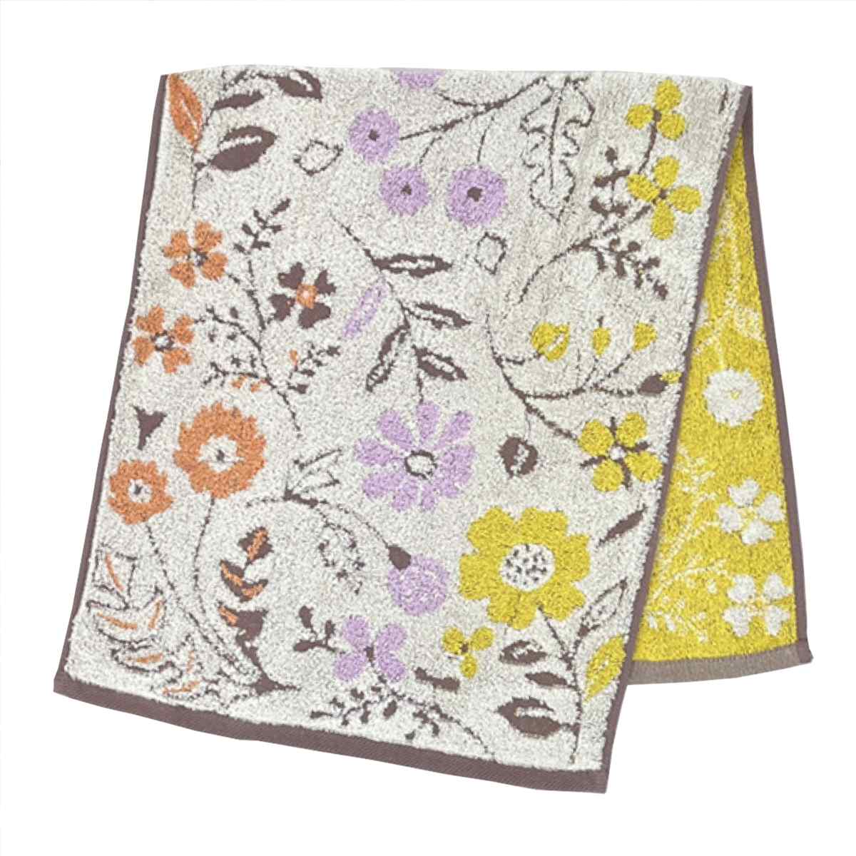 タオル ナチューラファブリカ フラウワ フェイスタオル 34×80cm ( 顔拭きタオル たおる 綿100% 吸水 花柄 ジャガード織 デイリータオル 汗拭き ふんわり 34×80 フラワー ブルー ピンク イエロー ) 【ブルー】 ブルー