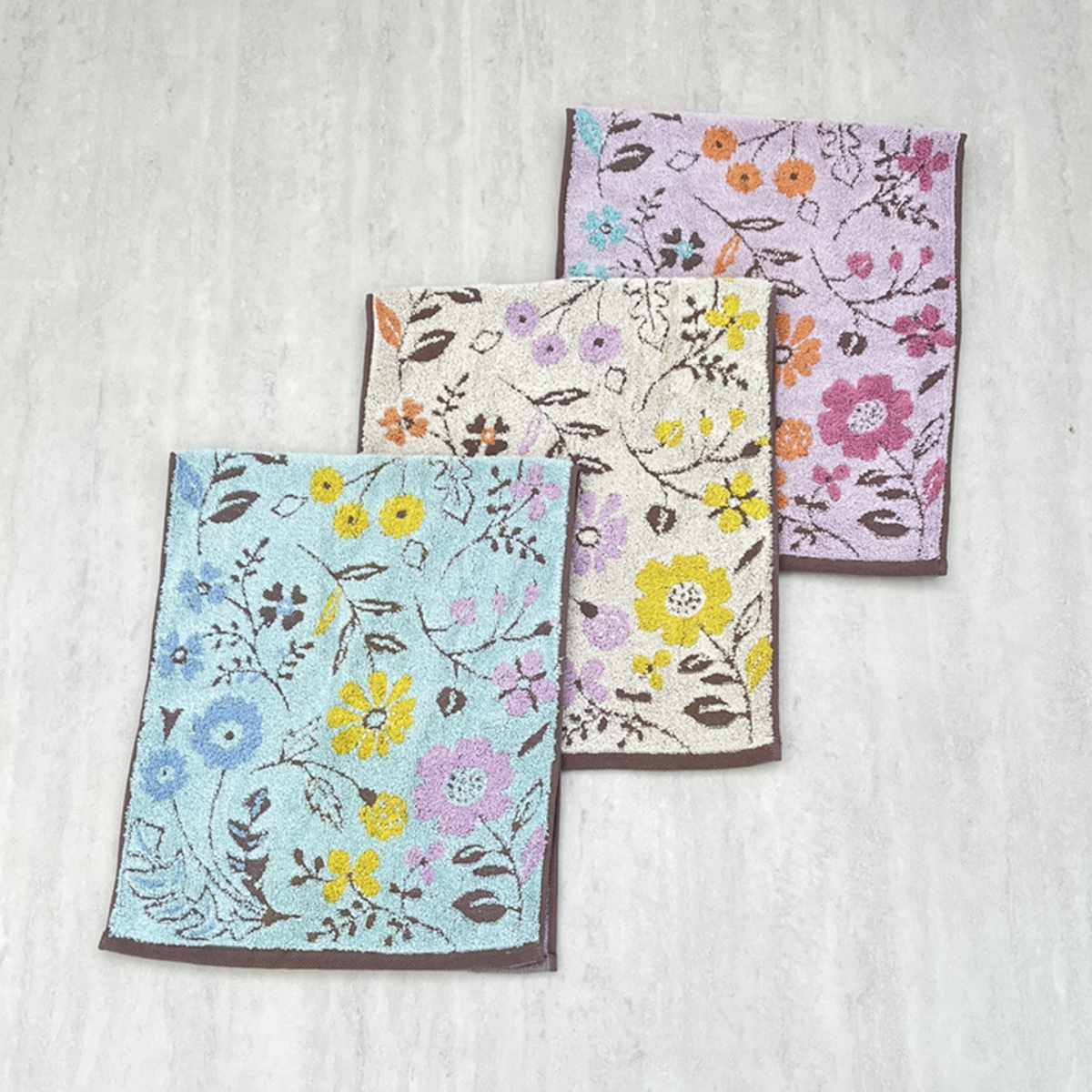 タオル ナチューラファブリカ フラウワ フェイスタオル 34×80cm ( 顔拭きタオル たおる 綿100% 吸水 花柄 ジャガード織 デイリータオル 汗拭き ふんわり 34×80 フラワー ブルー ピンク イエロー ) 【ブルー】 ブルー