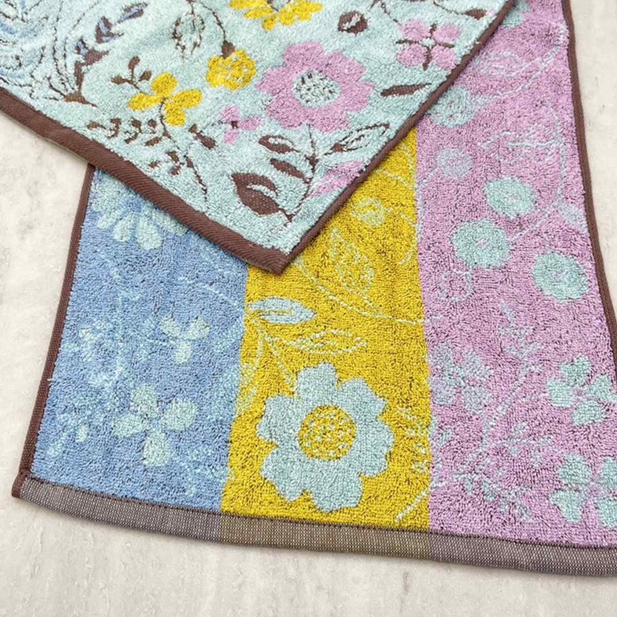 タオル ナチューラファブリカ フラウワ フェイスタオル 34×80cm ( 顔拭きタオル たおる 綿100% 吸水 花柄 ジャガード織 デイリータオル 汗拭き ふんわり 34×80 フラワー ブルー ピンク イエロー ) 【ブルー】 ブルー