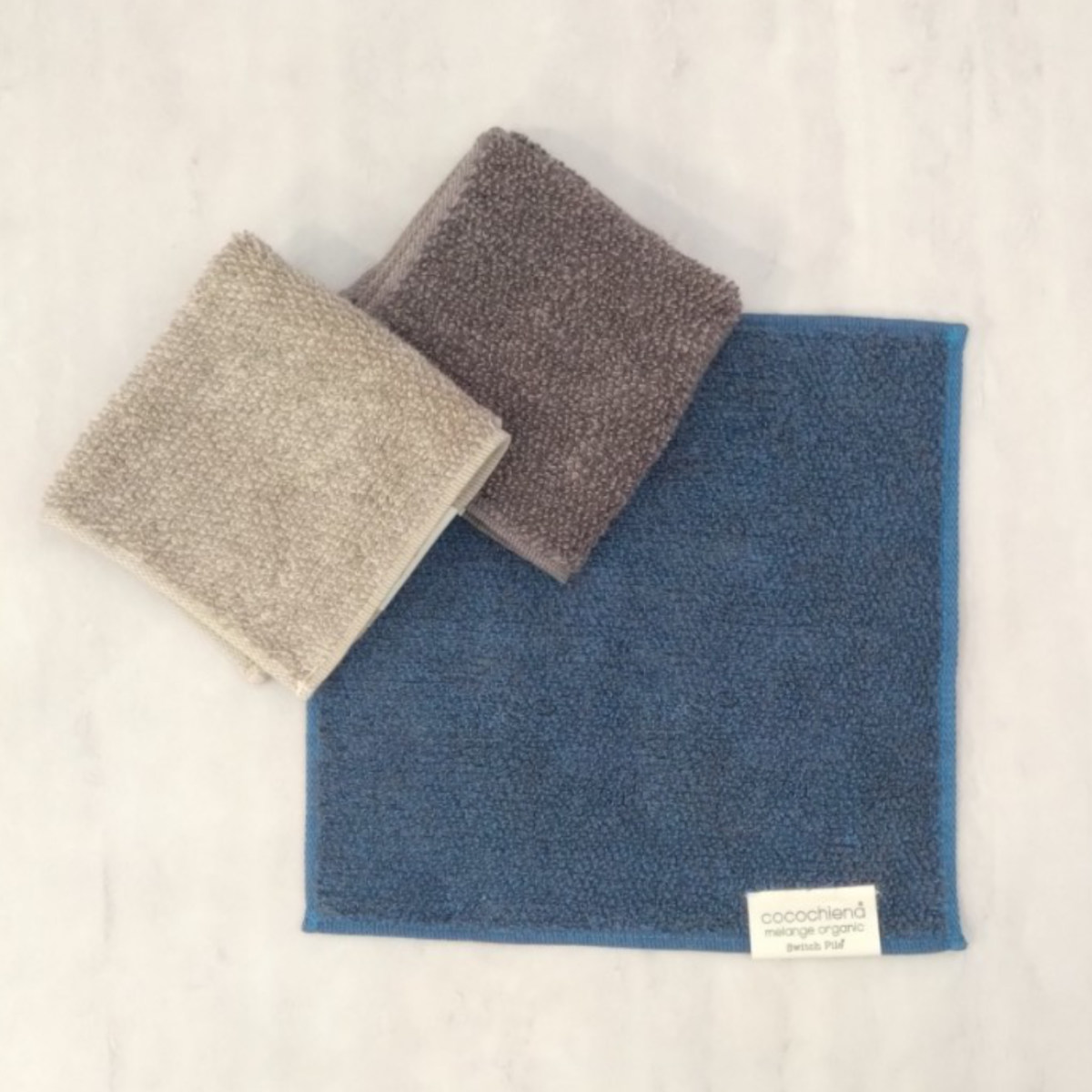 ミニタオル 25×25cm ココチエナ メランジオーガニック ( タオル オーガニック ハンカチタオル 綿100 コットン デイリータオル cocochiena タオルハンカチ シンプル 無地 おしゃれ 新生活 ギフト バス用品 ) 【ネイビー】 ネイビー