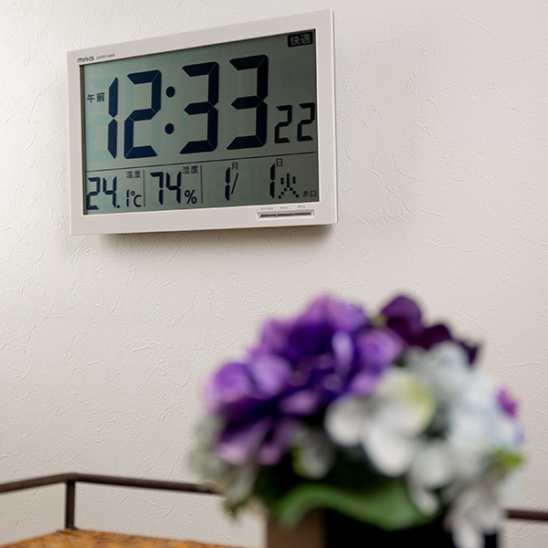 置き時計 掛け時計 デジタル エアサーチ メルスター 温湿度計付き （ 電波 時計 アラーム 置時計 掛時計 目覚まし時計 NOA 置き掛け 置掛