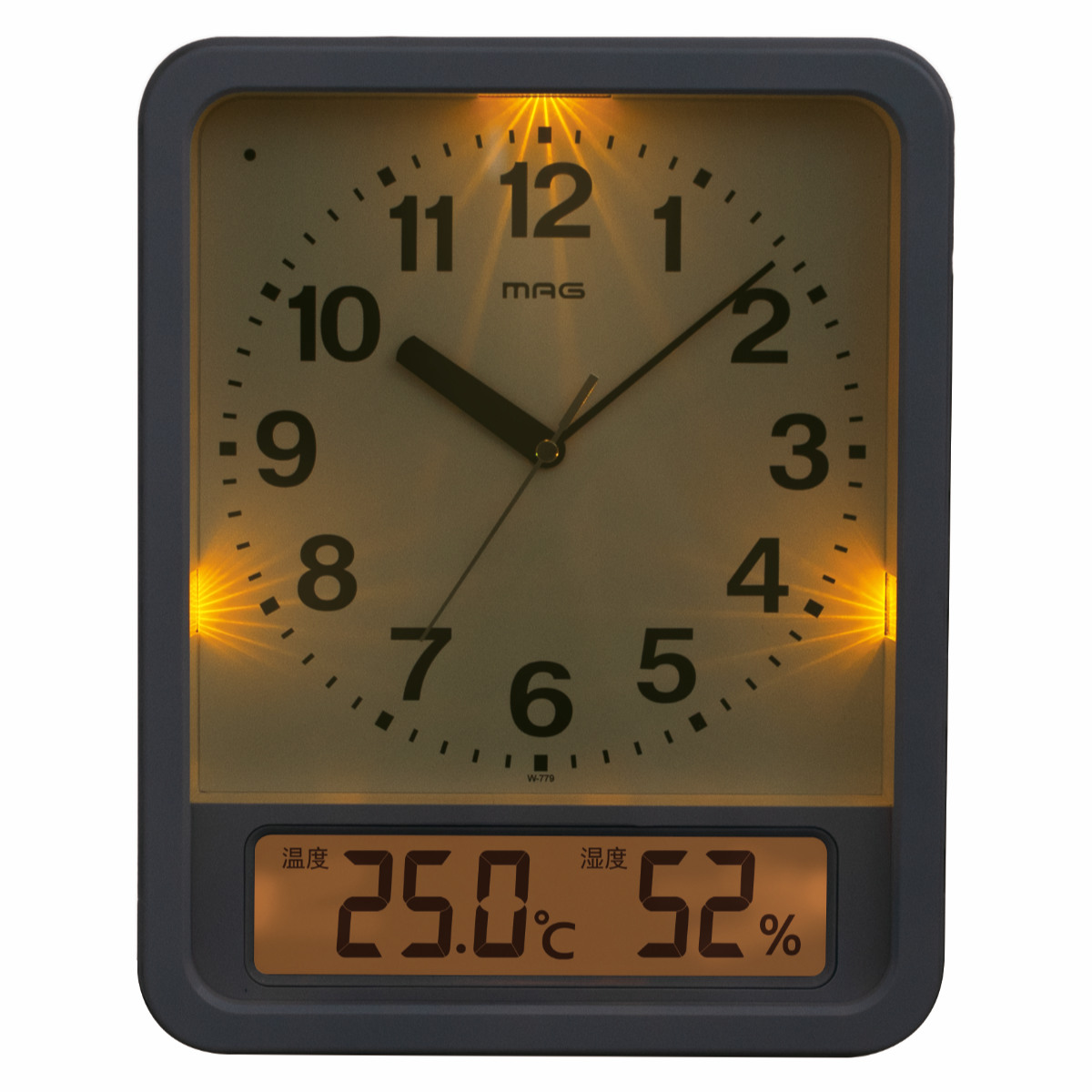 掛時計 MAG電波自動点灯置掛両用時計 ルック 電波 置き時計 夜間点灯 （ 時計 電波時計 掛け時計 かけ時計 置時計 とけい クロック 温湿