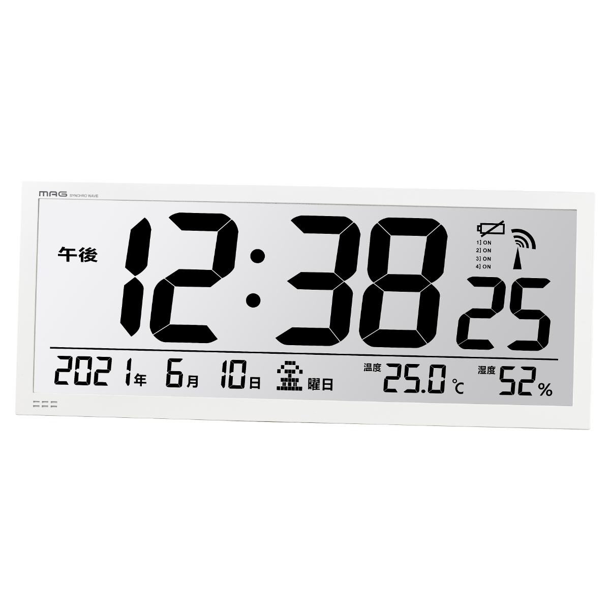掛時計 グランタイム 電波 デジタル 大型 （ 時計 電波時計 掛け時計 壁掛け時計 かけ時計 置き時計 置時計 とけい クロック 温湿度計  掛け置き両用 温度 湿度計 乾燥対策 カレンダー 熱中症予防 リビング 寝室 シンプル ）