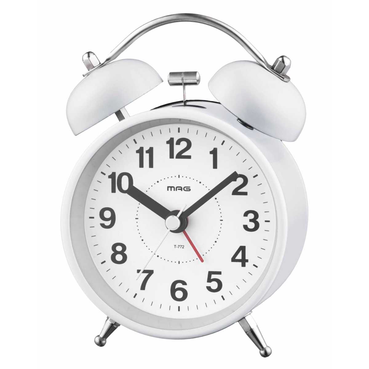 目覚まし時計 MAG ベル音目覚まし時計 プチベルズ （ 時計 置き時計 アナログ めざまし時計 置時計 とけい クロック コンパクト シンプル  アナログ時計 アラームクロック ライト機能 寝室 卓上 ホワイト ）