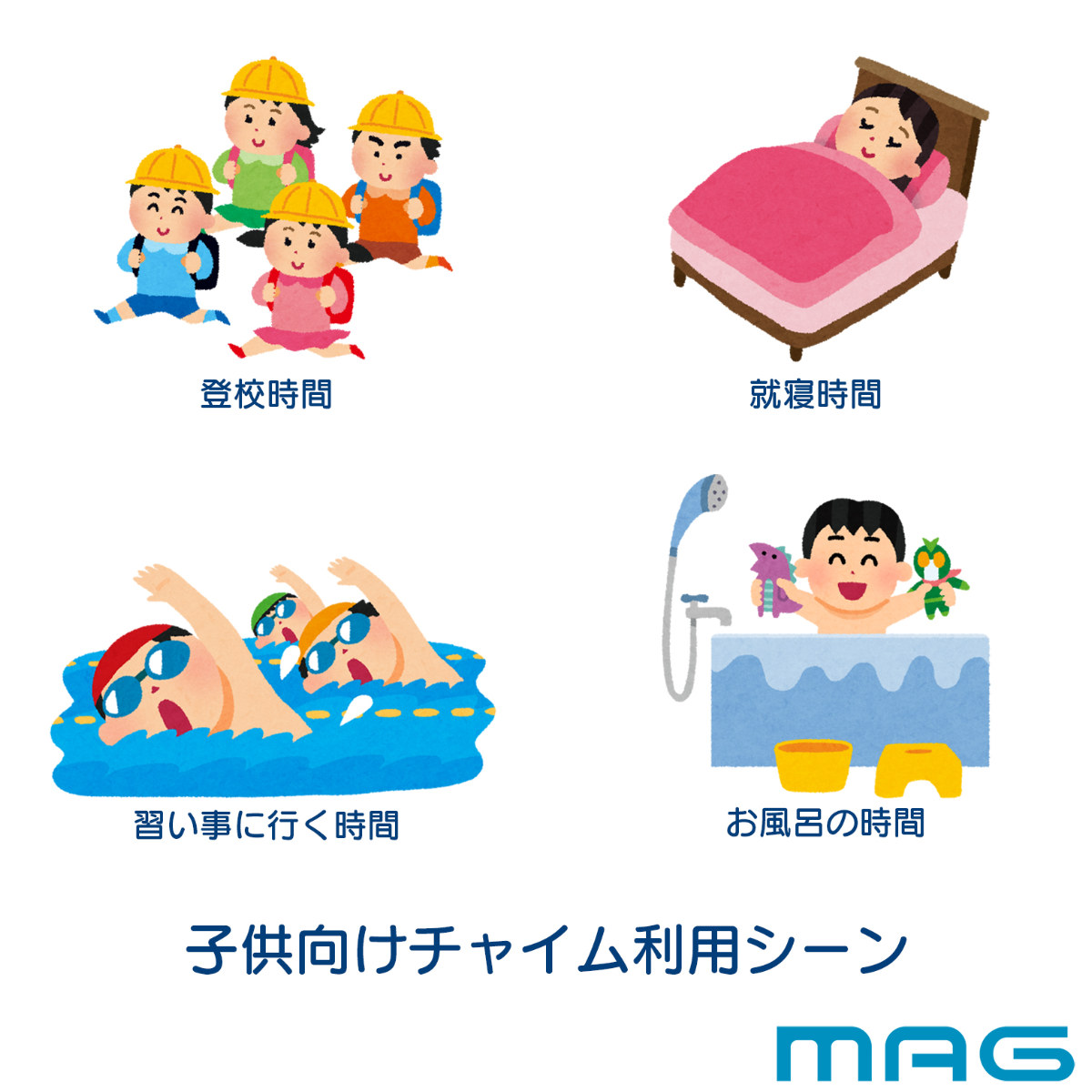 目覚まし時計 タイムチャイム 電波時計 デジタル時計 MAG 温湿度計付き ( 時計 デジタル カレンダー アラーム プログラムチャイム 電波 見やすい 電池 単三電池 目覚まし 日付 曜日 24時間表示 AC電源 音量調節 キンコンカンコン )