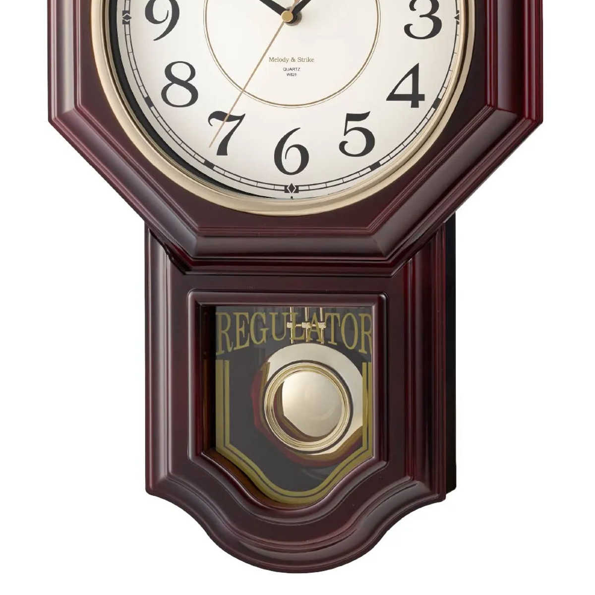 振り子時計 時報付き 連続秒針 静音 掛け時計 クラシカル MAG ( 壁掛け 時計 壁掛け時計 ウォールクロック 振り子式 アナログ メロディー 音量調節 夜間停止機能 おしゃれ とけい クロック インテリア 掛時計 静か 単三電池 )