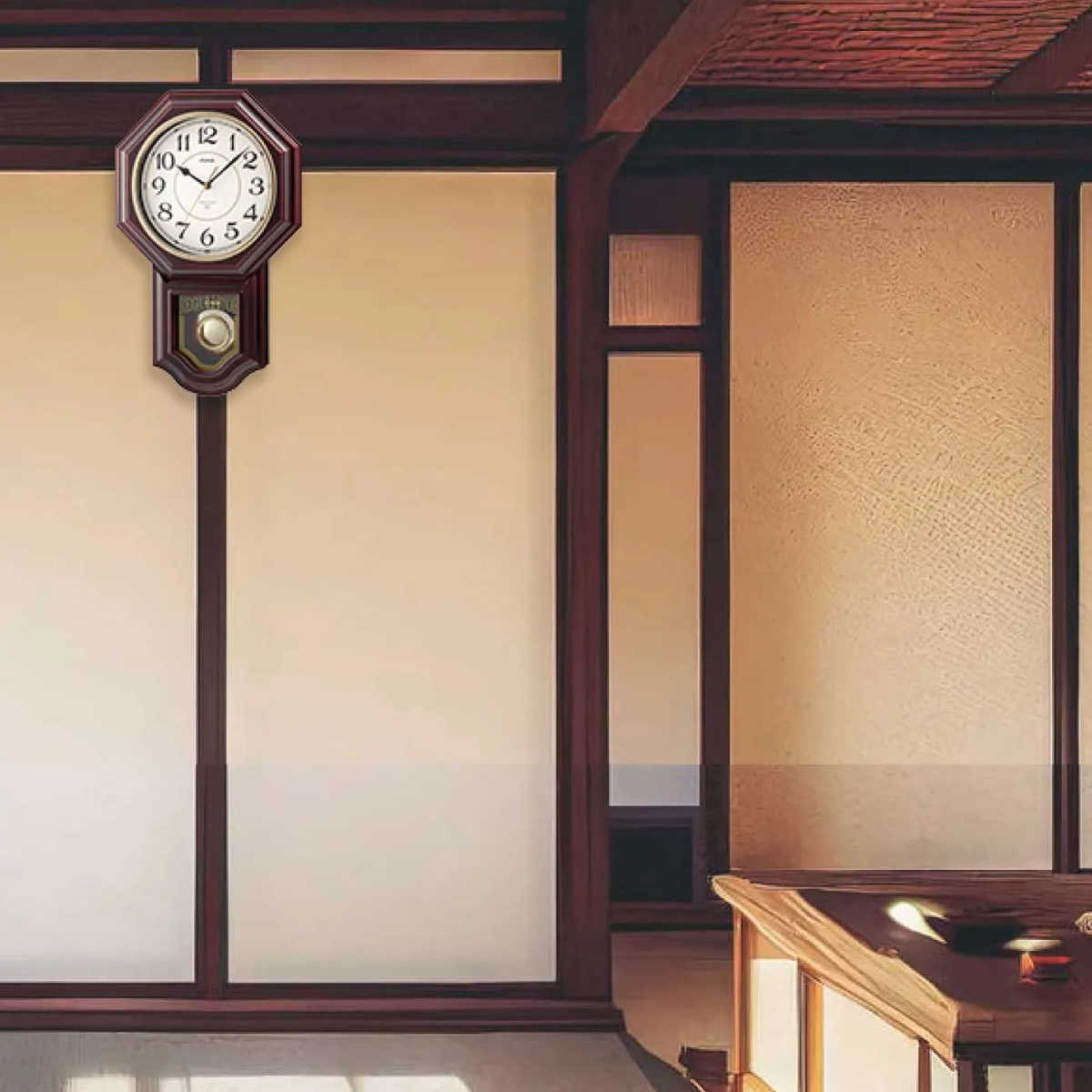 振り子時計 時報付き 連続秒針 静音 掛け時計 クラシカル MAG ( 壁掛け 時計 壁掛け時計 ウォールクロック 振り子式 アナログ メロディー 音量調節 夜間停止機能 おしゃれ とけい クロック インテリア 掛時計 静か 単三電池 )