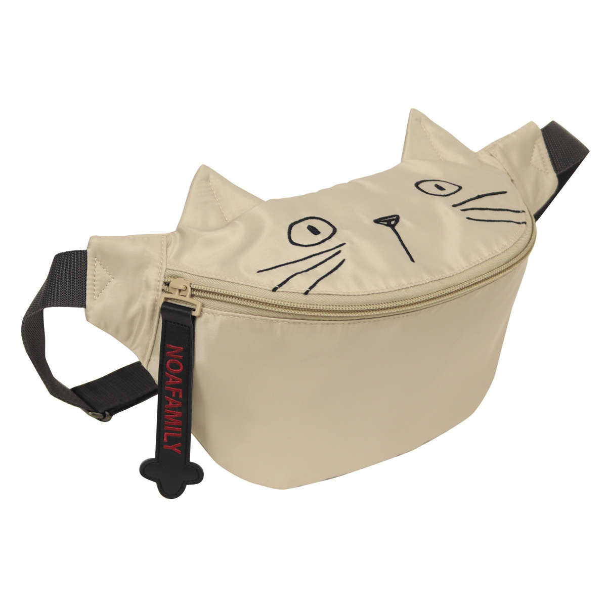 バッグ ネコミミ ボディバッグ ネコ ( ショルダーバッグ ウエストポーチ 斜めがけ レディース メンズ 大人 おしゃれ ベージュ 猫 刺繍 鞄 かばん 斜めがけバッグ 肩掛けバッグ 小さめ 軽量 ねこ フェス アウトドア サコッシュ )