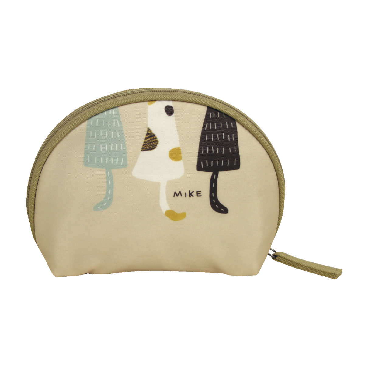 ポーチ シェルポーチ ネコ 化粧ポーチ ( マルチポーチ コスメポーチ 猫 ねこ 動物 丸 マチあり ポケット 仕切り 撥水 ファスナー トラベル 小物 化粧品 コスメ 財布 持ち運び おしゃれ かわいい 小さめ ) 【ベージュ】 ベージュ