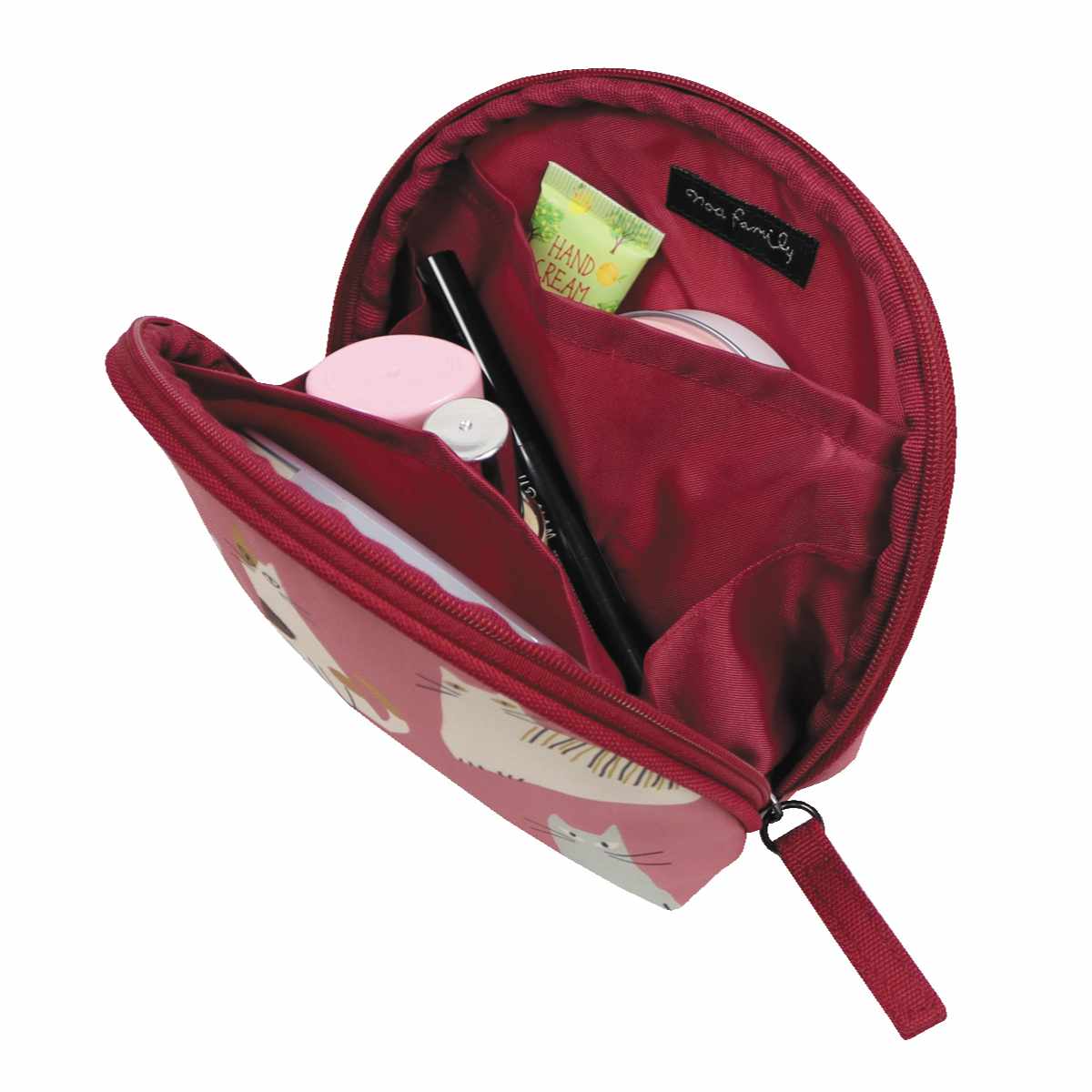 ポーチ シェルポーチ ネコ 化粧ポーチ ( マルチポーチ コスメポーチ 猫 ねこ 動物 丸 マチあり ポケット 仕切り 撥水 ファスナー トラベル 小物 化粧品 コスメ 財布 持ち運び おしゃれ かわいい 小さめ ) 【ベージュ】 ベージュ