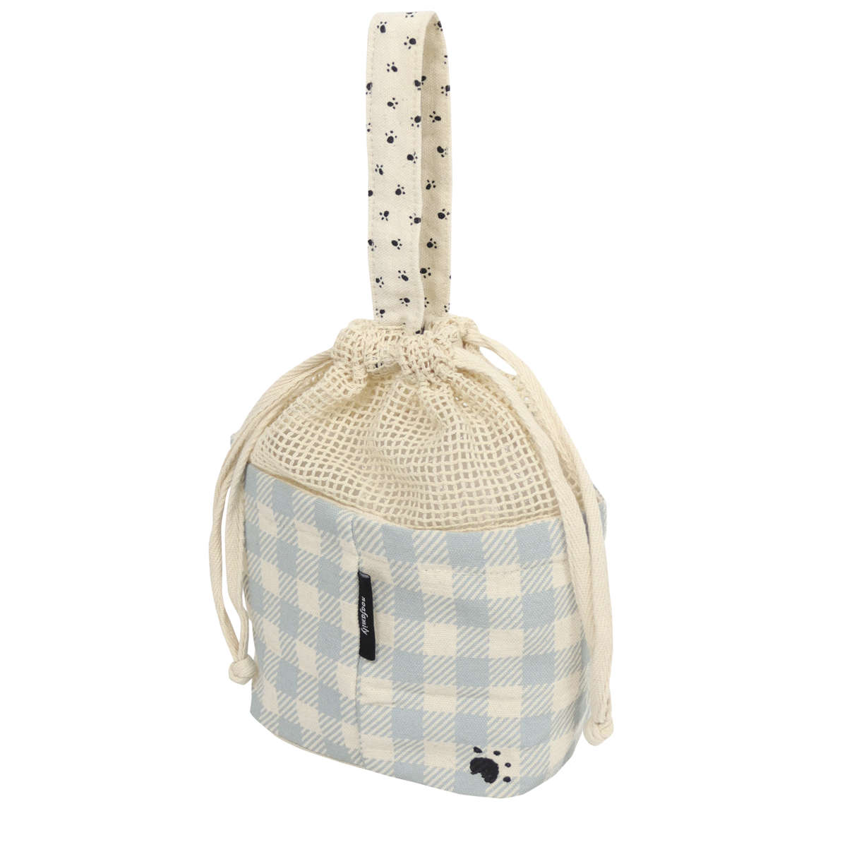 ポーチ ネコミミ 巾着ポーチ ネコ ( フェイスポーチ 猫 ねこ 顔 巾着袋 小物入れ コットン 動物 マルチポーチ 持ち歩き バッグ かばん 鞄 持ち手付き 小物収納 マルチケース かわいい 雑貨 プレゼント おしゃれ ) 【ブルー】 ブルー