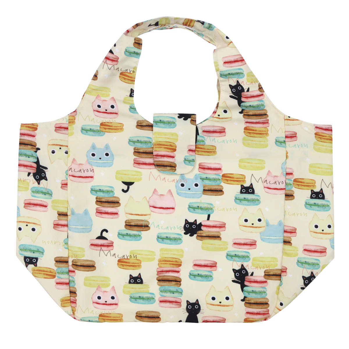 エコバッグ プリント たまちゃん 折りたたみ コンパクト ( マイバッグ エコバック マイバック レジ袋 トート マチ 大容量 肩掛け 軽量 撥水 マチ広 スーパー コンビニ レジバッグ サブバッグ ショッピングバッグ ネコ かわいい ) 【イチゴ】 イチゴ