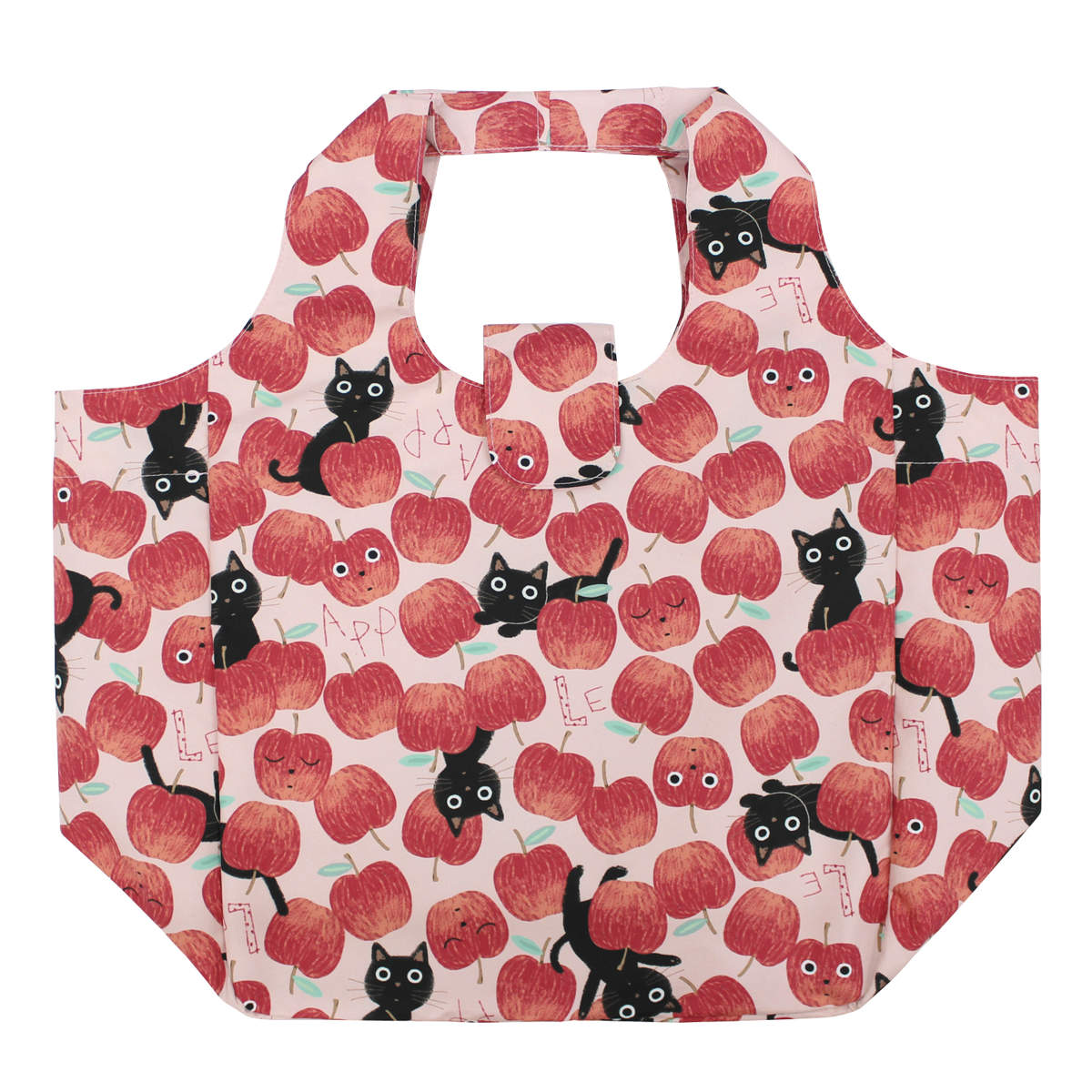 エコバッグ プリント たまちゃん 折りたたみ コンパクト ( マイバッグ エコバック マイバック レジ袋 トート マチ 大容量 肩掛け 軽量 撥水 マチ広 スーパー コンビニ レジバッグ サブバッグ ショッピングバッグ ネコ かわいい ) 【イチゴ】 イチゴ