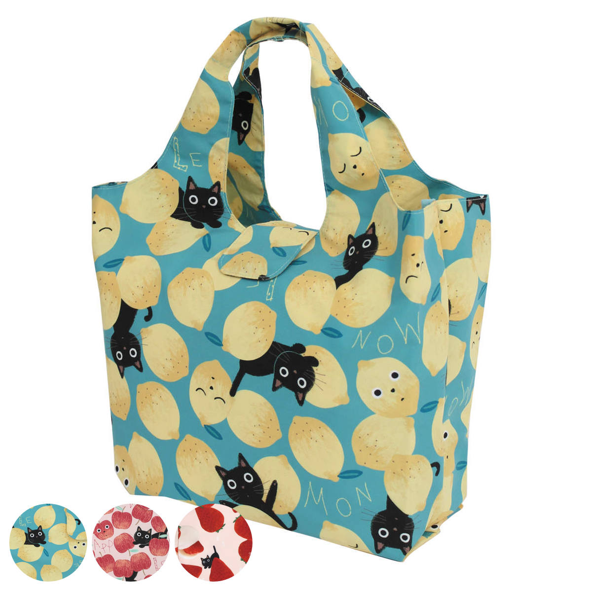 エコバッグ プリント たまちゃん Ｓサイズ 折りたたみ コンパクト （ マイバッグ エコバック マイバック レジ袋 トート マチ 手提げ 軽量 撥水 スーパー コンビニ レジバッグ サブバッグ ショッピングバッグ ネコ 折り畳み かわいい ） 【レモン】