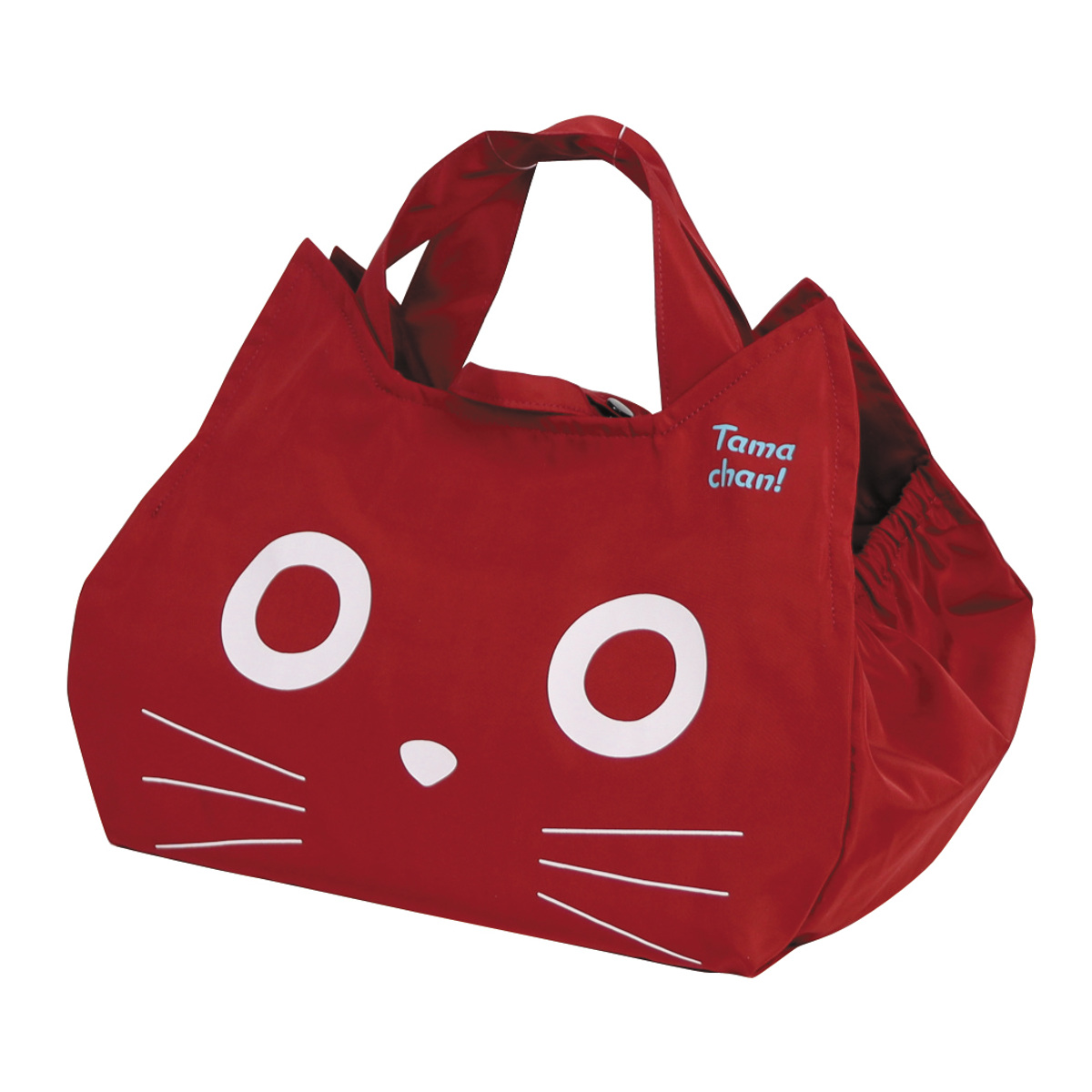 エコバッグ たまちゃん フェイス コンビニバッグ マチあり ダイカット ( マイバッグ エコバック マイバック レジ袋 コンパクト トート マチ 手提げ 軽量 撥水 マチ広 ランチバッグ コンビニ弁当 レジバッグ ネコ ねこ型 ) 【ベージュ】 ベージュ