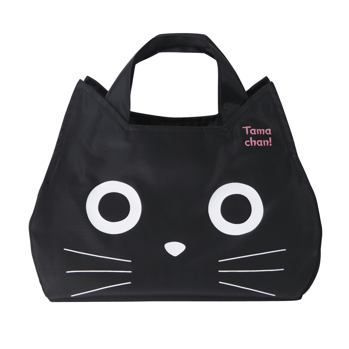 エコバッグ たまちゃん フェイス コンビニバッグ マチあり ダイカット ( マイバッグ エコバック マイバック レジ袋 コンパクト トート マチ 手提げ 軽量 撥水 マチ広 ランチバッグ コンビニ弁当 レジバッグ ネコ ねこ型 ) 【ベージュ】 ベージュ