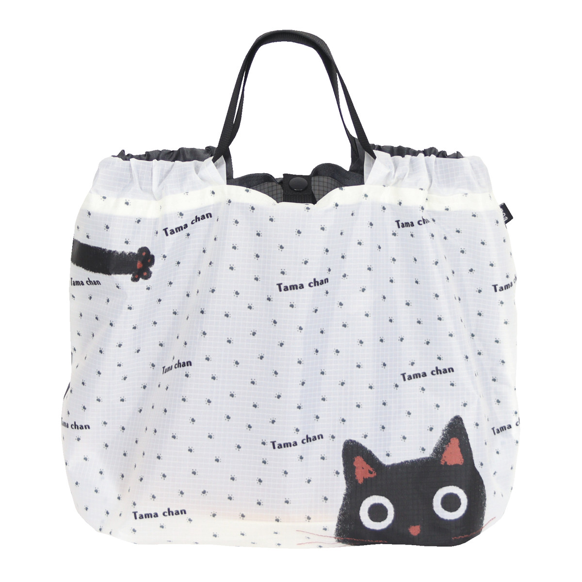 エコバッグ リップエコバッグ ネコ 折りたたみ マチあり ( マイバッグ エコバック マイバック レジ袋 コンパクト トート マチ 手提げ 軽量 マチ広 コンビニ レジバッグ サブバッグ ショッピングバッグ アウトドア おしゃれ ) 【ハチワレねこ】 ハチワレねこ