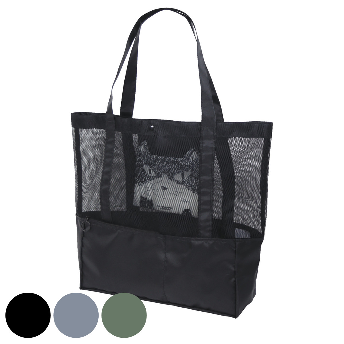 エコバッグ メッシュ エコショルダーバッグ 折りたたみ ( マイバッグ エコバック マイバック レジ袋 コンパクト トート マチ広 大容量 肩掛け 軽量 コンビニ レジバッグ サブバッグ ショッピングバッグ アウトドア おもちゃ入れ ) 【グレー】