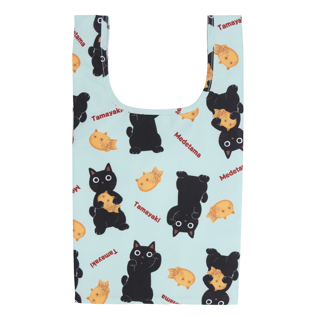 エコバッグ めでたま コンビニバッグ マチ付き 折りたたみ ( マイバッグ エコバック マイバック レジ袋 コンパクト トート マチ 撥水 軽量 レジバッグ サブバッグ 買い物バッグ ショッピングバッグ おしゃれ ネコ ) 【ピンク】 ピンク