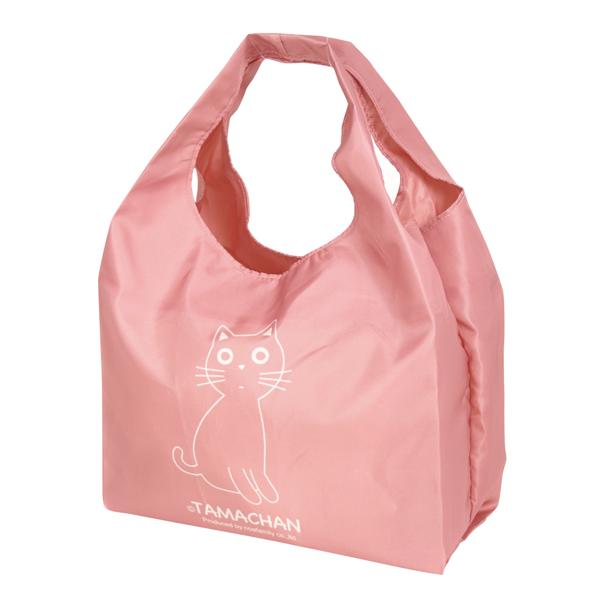 エコバッグ たまチャーム付 収納ケース 折りたたみ ( マイバッグ エコバック マイバック レジ袋 コンパクト トート マチ 撥水 軽量 レジバッグ サブバッグ 買い物バッグ ショッピングバッグ おしゃれ ネコ マスコット ) 【ブラック】 ブラック