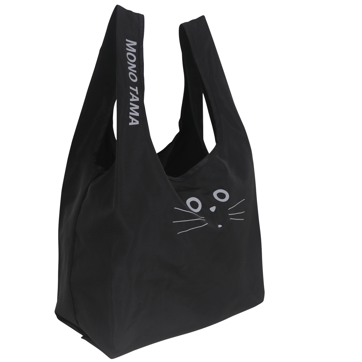 エコバッグ 巾着収納 ネコ 持ち運び シンプル ( マイバッグ エコバック マイバック レジ袋 コンパクト トート マチ 巾着 大容量 撥水 軽量 レジバッグ サブバッグ 買い物バッグ ショッピングバッグ おしゃれ ) 【グレー】 グレー