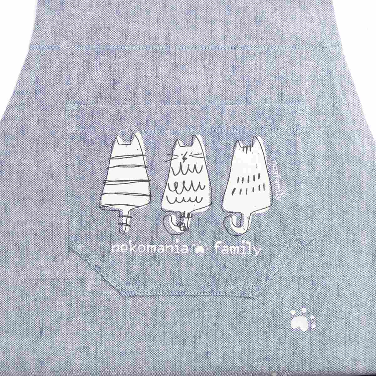 エプロン バッククロス フルエプロン ( キッチンエプロン 台所エプロン フリークロス 綿100% ポケット付き ネコ 胸当てエプロン かぶるだけ たすき掛け スリット 大人用 レディース インド綿 猫柄 プリント )