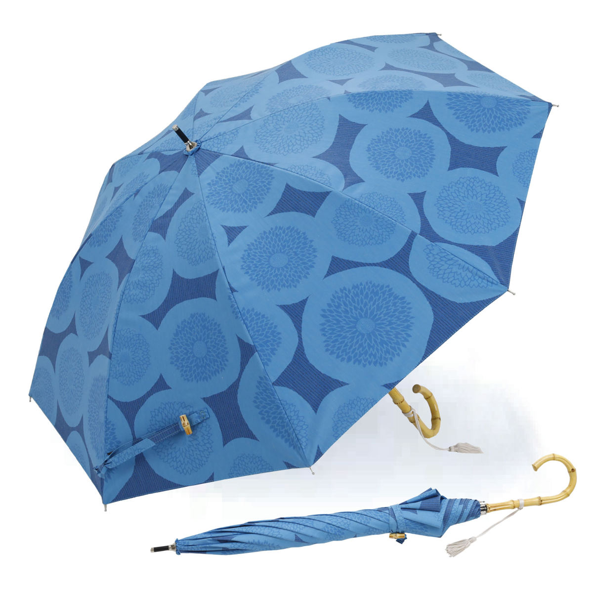 日傘 河馬印本舗 長傘 晴雨兼用 手開き式 50cm ( 傘 レディース かさ おしゃれ かわいい 雨傘 UVカット 99% 撥水 遮熱 遮光 UPF50+ 日焼け防止 UV対策 暑さ対策 カサ アンブレラ 花柄 プレゼント ) 【アジサイ】 アジサイ