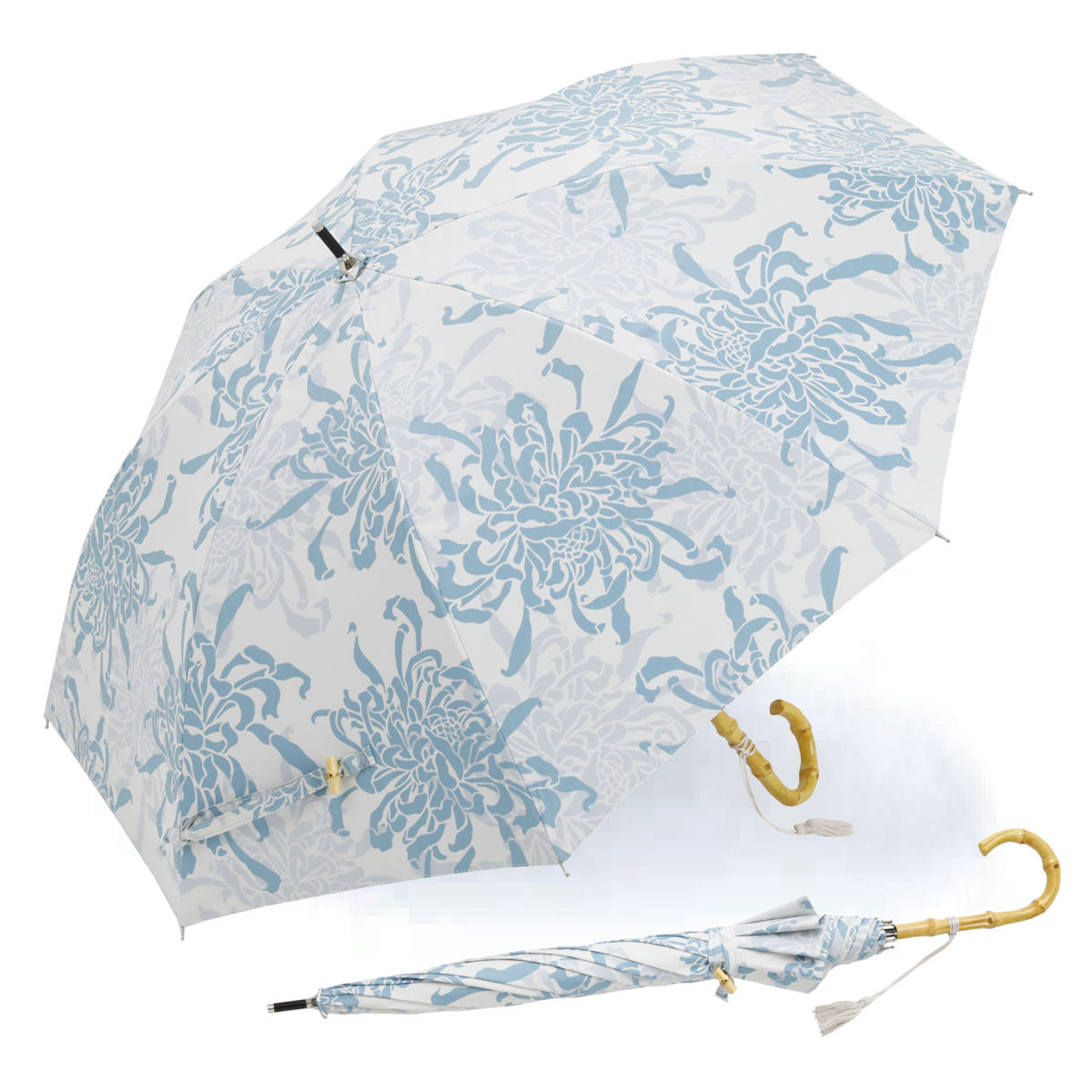 日傘 河馬印本舗 長傘 晴雨兼用 手開き式 50cm ( 傘 レディース かさ おしゃれ かわいい 雨傘 UVカット 99% 撥水 遮熱 遮光 UPF50+ 日焼け防止 UV対策 暑さ対策 カサ アンブレラ 花柄 プレゼント ) 【アジサイ】 アジサイ