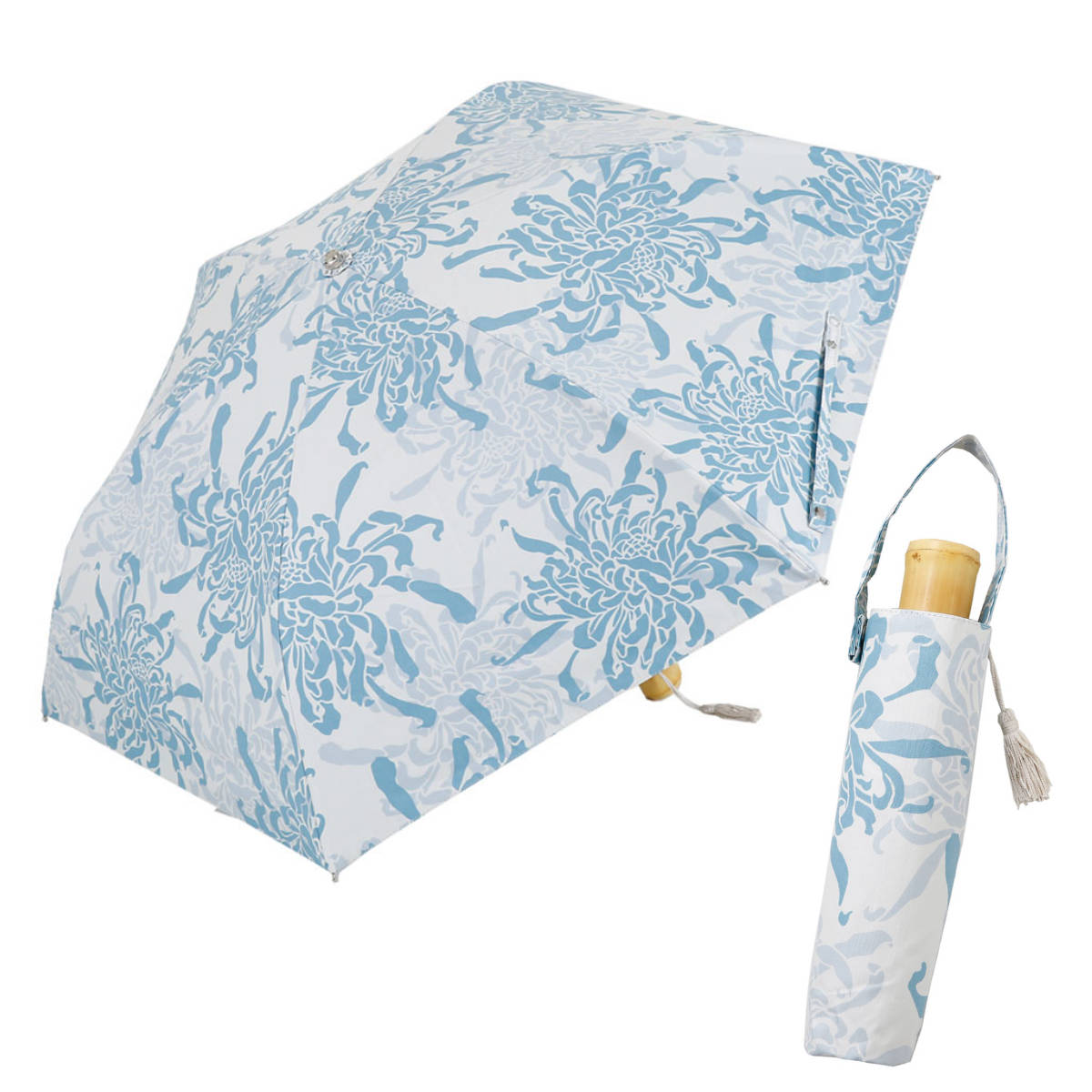 日傘 河馬印本舗 折りたたみ傘 晴雨兼用 手開き式 50cm ( 傘 折り畳み傘 レディース かさ おしゃれ かわいい 雨傘 UVカット 99% 撥水 遮熱 遮光 UPF50+ 日焼け防止 UV対策 暑さ対策 カサ アンブレラ プレゼント 通勤 通学 ) 【花】 花