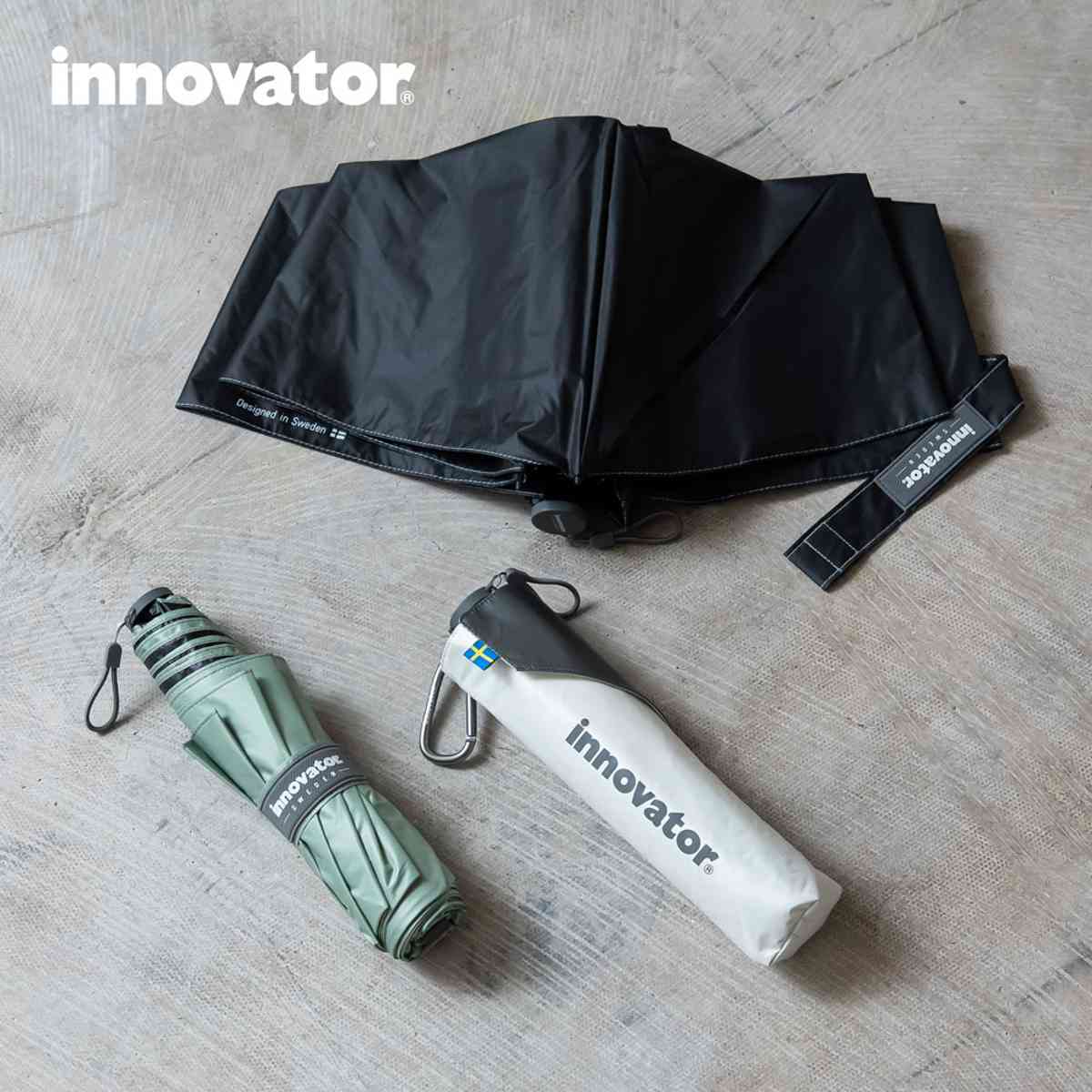 折りたたみ傘 innovator スリム 晴雨兼用 手開き式 60cm ( 傘 折り畳み傘 メンズ レディース かさ おしゃれ 北欧 無地 雨傘 UVカット 100% 撥水 遮熱 遮光 日焼け防止 UV対策 暑さ対策 カサ アンブレラ 通勤 通学 カラビナ付き ) 【ペールグリーン】 ペールグリーン