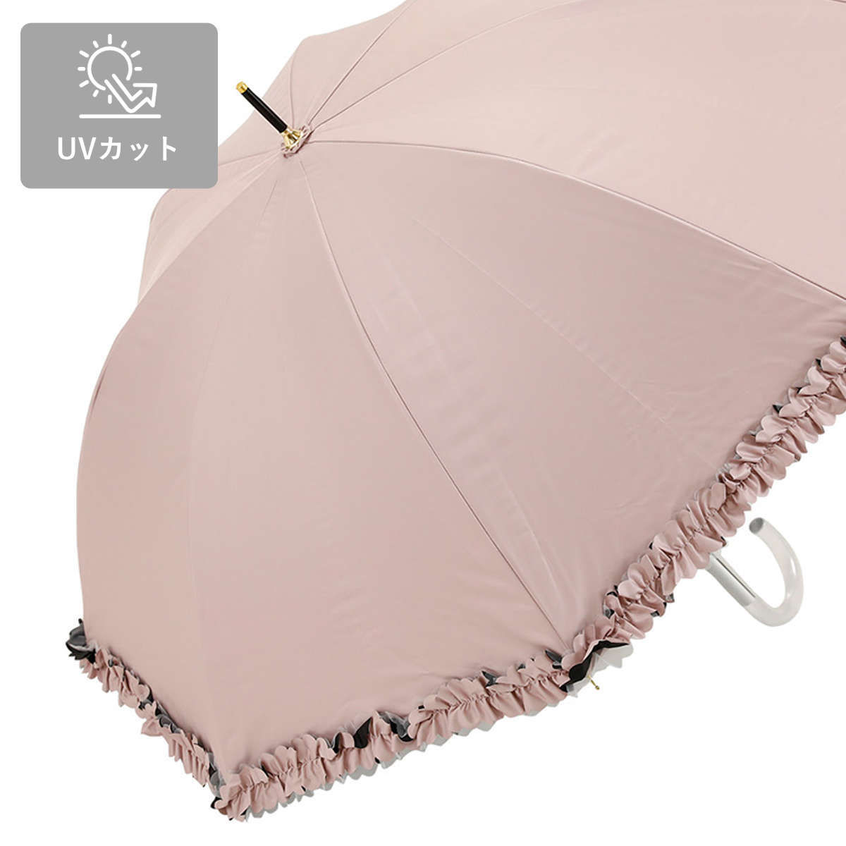 長傘 centelleo 晴雨兼用 フリルパラソル 手開き式 50cm ( 傘 レディース かさ おしゃれ かわいい 無地 フリル ドーム 雨傘 UVカット 99% 撥水 遮熱 遮光 日焼け防止 UV対策 暑さ対策 カサ アンブレラ プレゼント ) 【ピンク】 ピンク