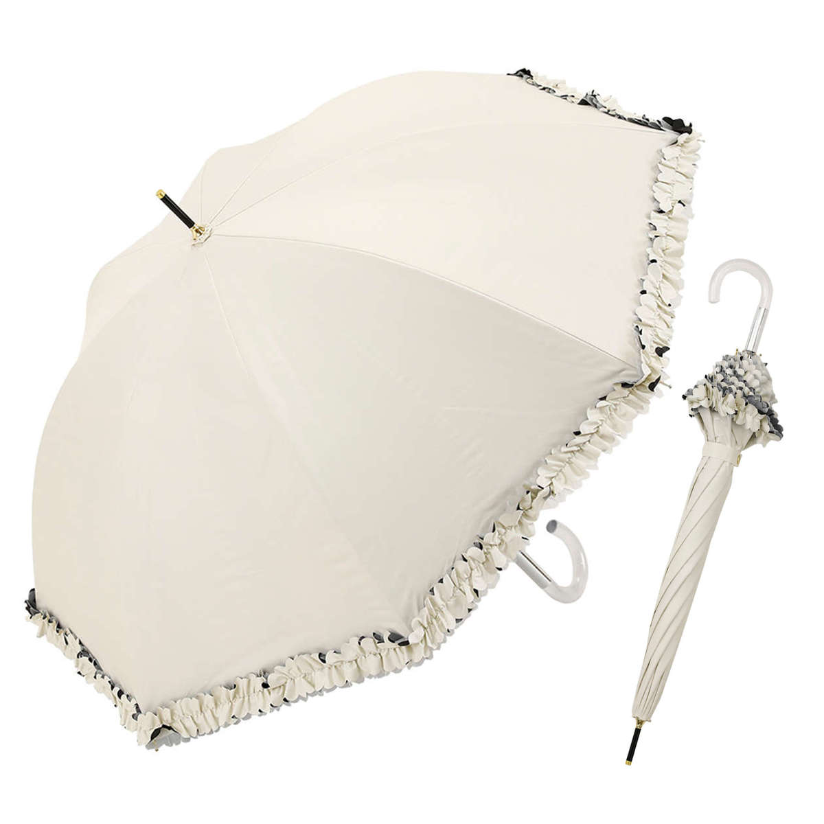 長傘 centelleo 晴雨兼用 フリルパラソル 手開き式 50cm ( 傘 レディース かさ おしゃれ かわいい 無地 フリル ドーム 雨傘 UVカット 99% 撥水 遮熱 遮光 日焼け防止 UV対策 暑さ対策 カサ アンブレラ プレゼント ) 【ピンク】 ピンク