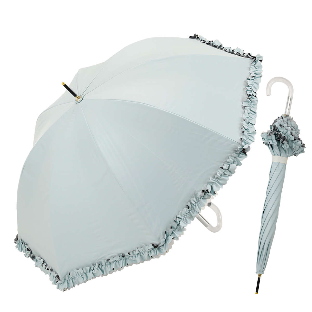 長傘 centelleo 晴雨兼用 フリルパラソル 手開き式 50cm ( 傘 レディース かさ おしゃれ かわいい 無地 フリル ドーム 雨傘 UVカット 99% 撥水 遮熱 遮光 日焼け防止 UV対策 暑さ対策 カサ アンブレラ プレゼント ) 【ピンク】 ピンク