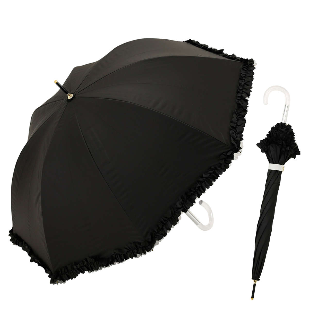 長傘 centelleo 晴雨兼用 フリルパラソル 手開き式 50cm ( 傘 レディース かさ おしゃれ かわいい 無地 フリル ドーム 雨傘 UVカット 99% 撥水 遮熱 遮光 日焼け防止 UV対策 暑さ対策 カサ アンブレラ プレゼント ) 【ピンク】 ピンク