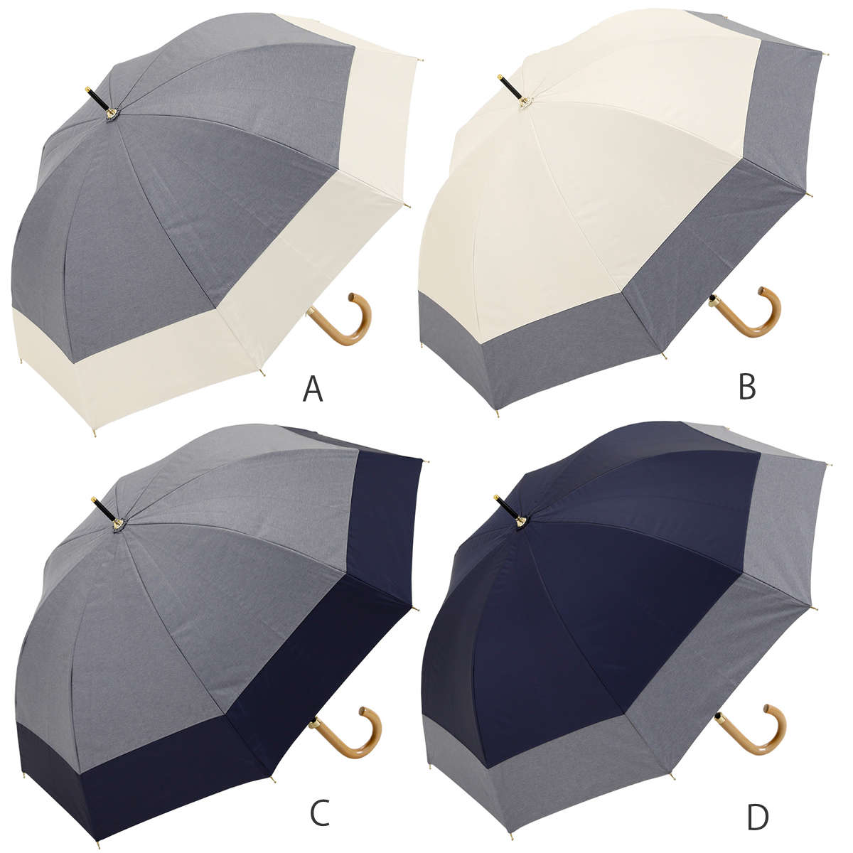 長傘 centelleo 晴雨兼用 ダンガリー バイカラー パラソル 手開き式 50cm ( 傘 レディース かさ おしゃれ かわいい 雨傘 日傘 UVカット 99% 撥水 遮熱 遮光 日焼け防止 UV対策 暑さ対策 カサ アンブレラ プレゼント ) 【D】 D